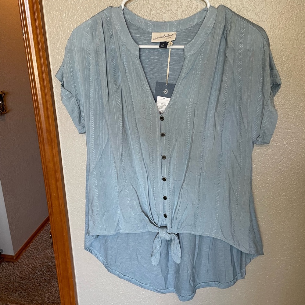 Blue tie front top